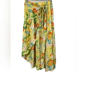 Women’s Chic Beautiful Yellow Citrus Print Maxi Skirt